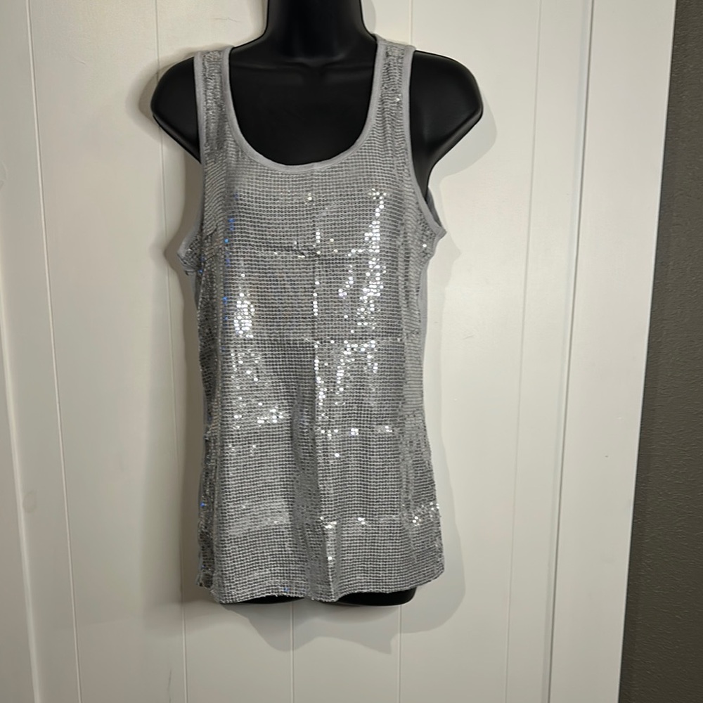 Studio Y Silver Sequin Tank Top